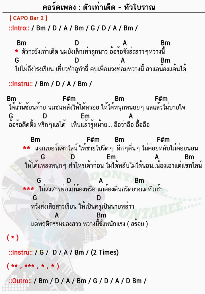 คอร์ดเพลง ตัวเท่าเต็ด