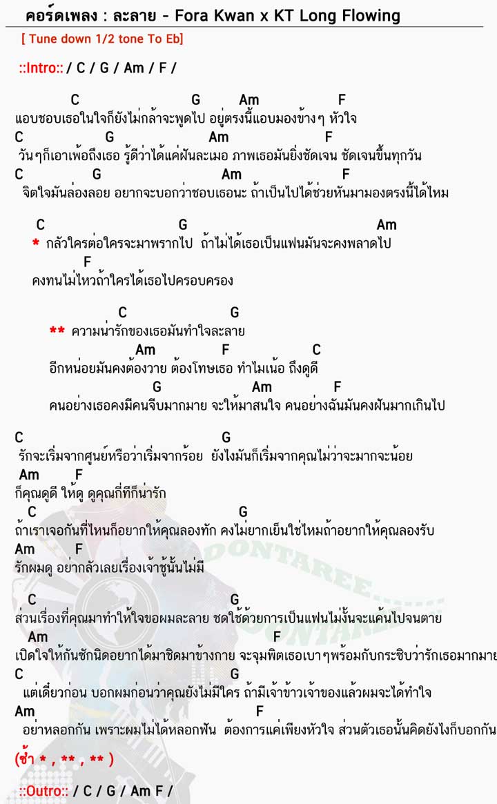 คอร์ดเพลง ละลาย