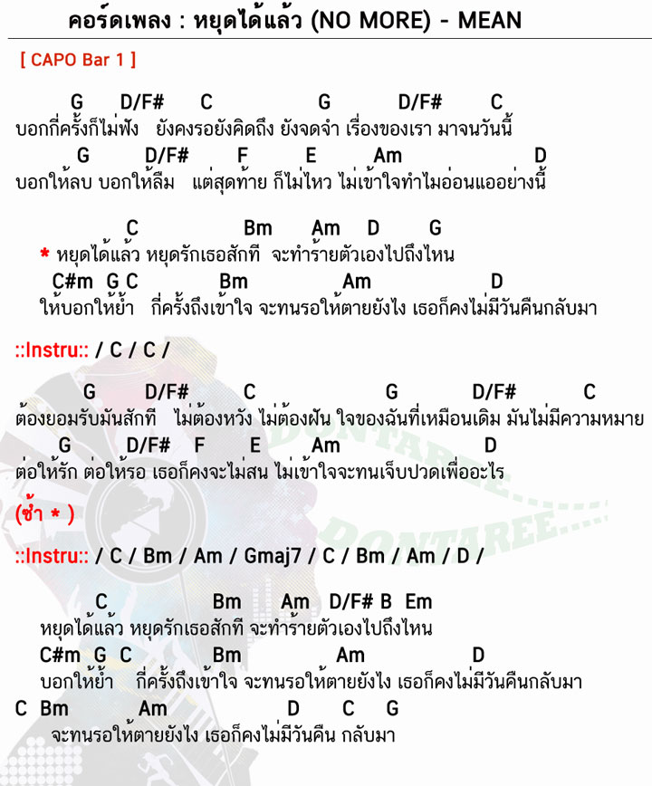 คอร์ดเพลง หยุดได้แล้ว