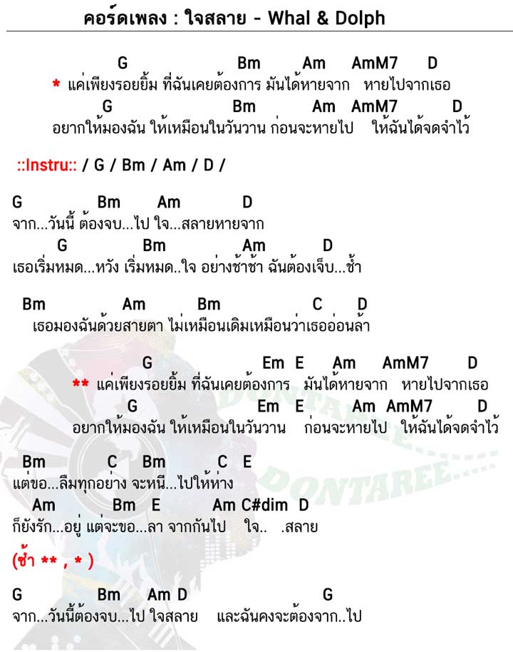 คอร์ดเพลง ใจสลาย