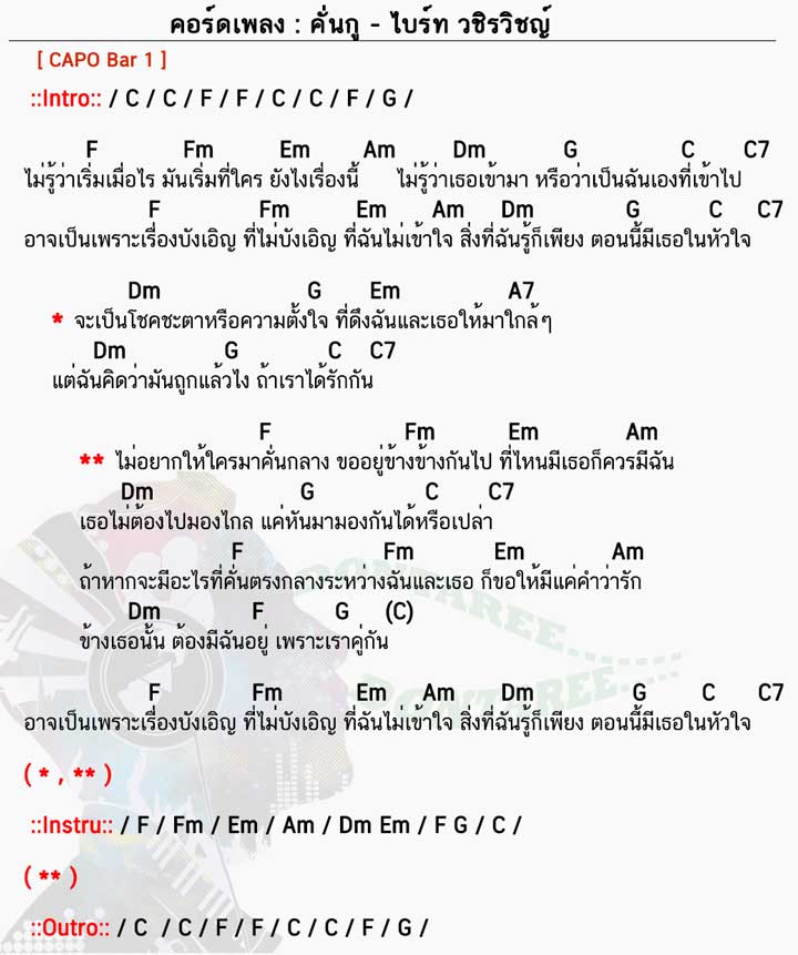 คอร์ดเพลง คั่นกู