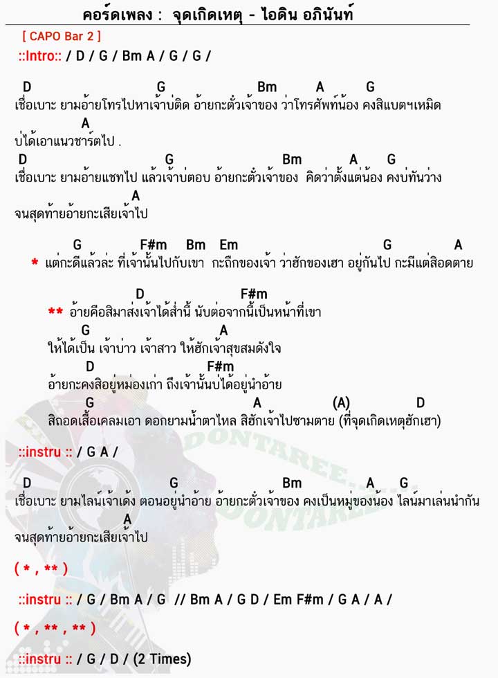 คอร์ดเพลง จุดเกิดเหตุ