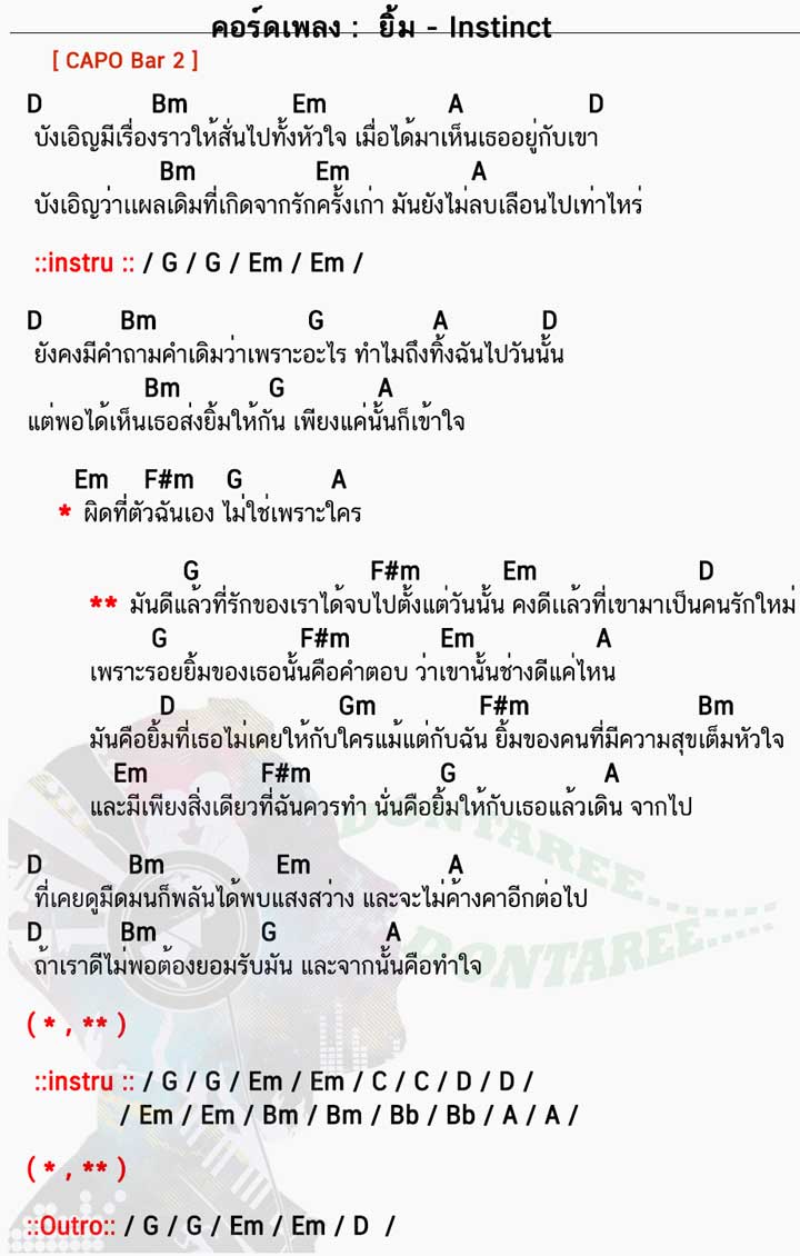 คอร์ดเพลง ยิ้ม