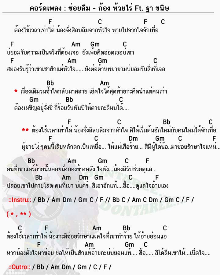 คอร์ดเพลง ซ่อยลืม