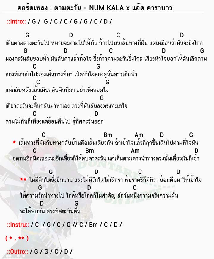 คอร์ดเพลง ตามตะวัน