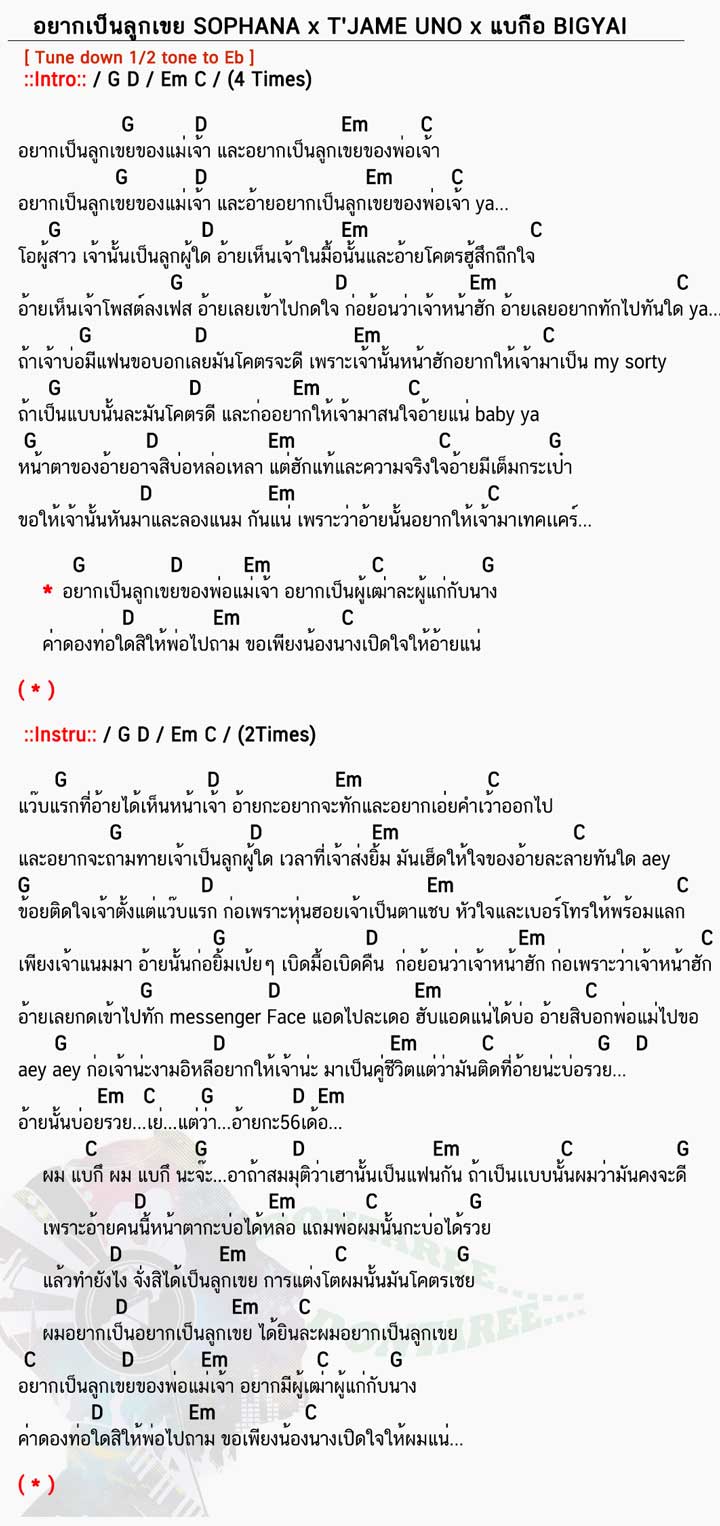 คอร์ดเพลง อยากเป็นลูกเขย