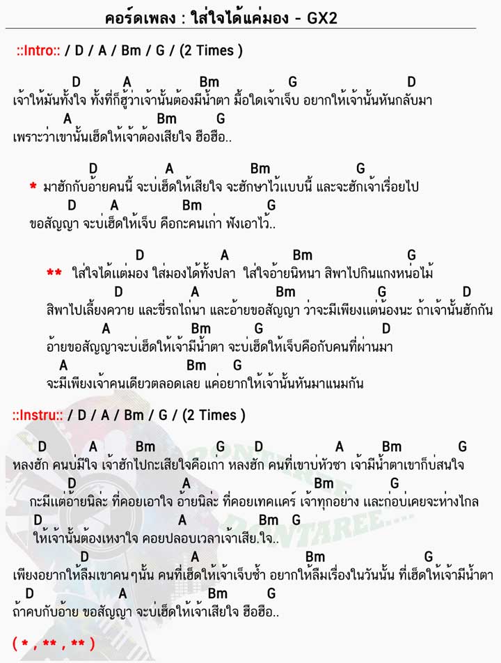 คอร์ดเพลง ใส่ใจได้แค่มอง