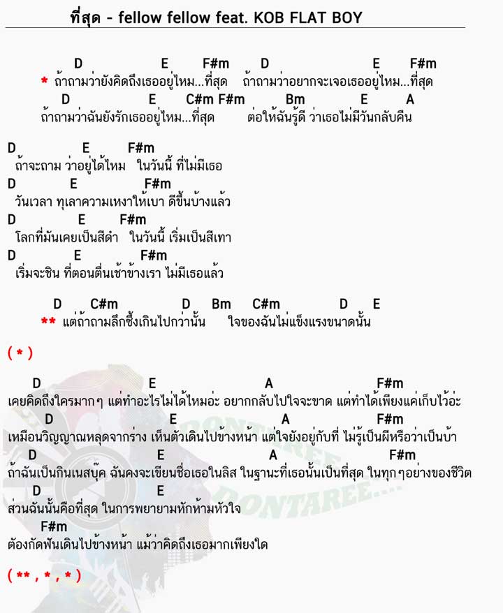 คอร์ดเพลง ที่สุด