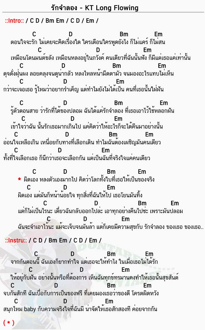 คอร์ดเพลง รักจำลอง