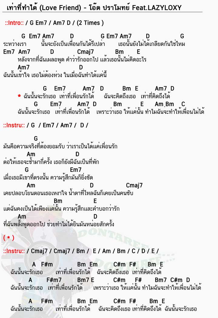 คอร์ดเพลง เท่าที่ทำได้