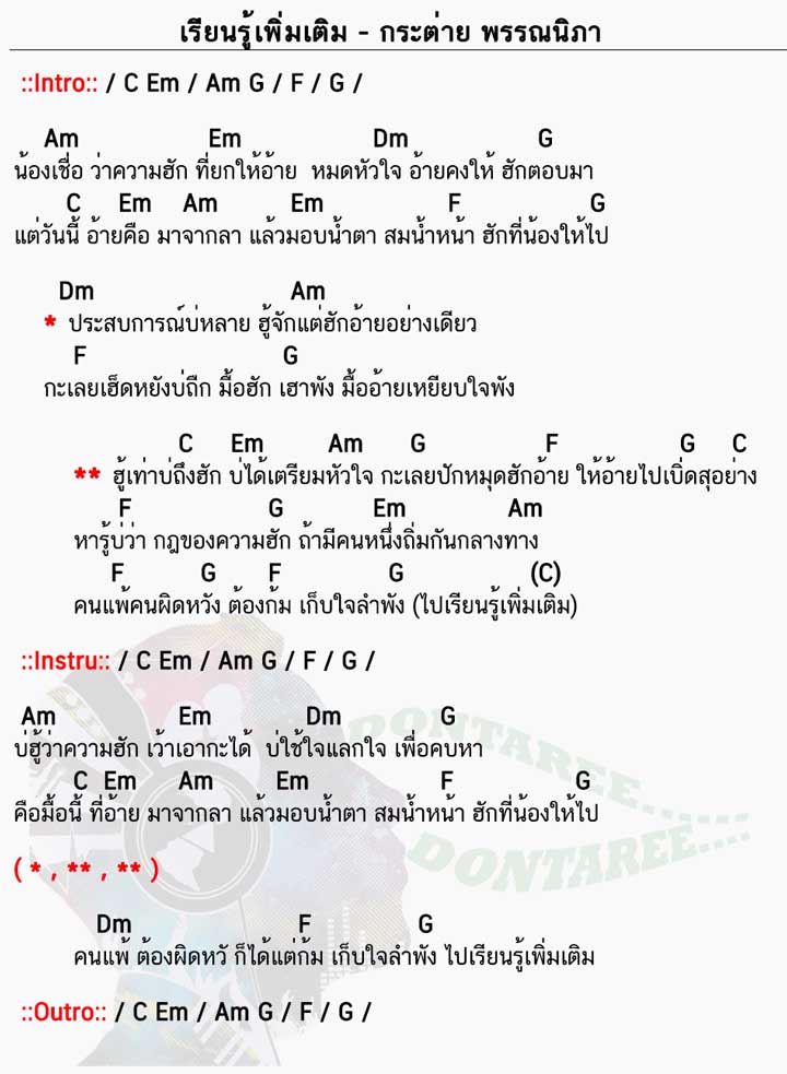 คอร์ดเพลง เรียนรู้เพิ่มเติม
