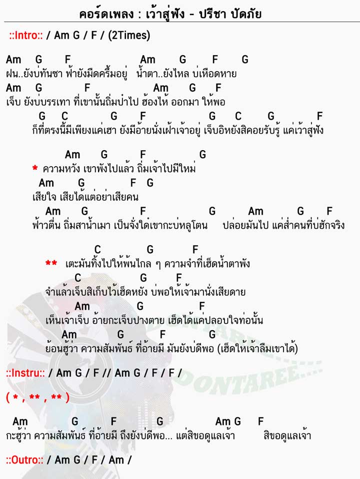 คอร์ดเพลง เว้าสู่ฟัง