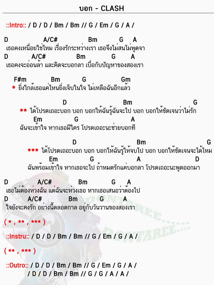 คอร์ดเพลง บอก