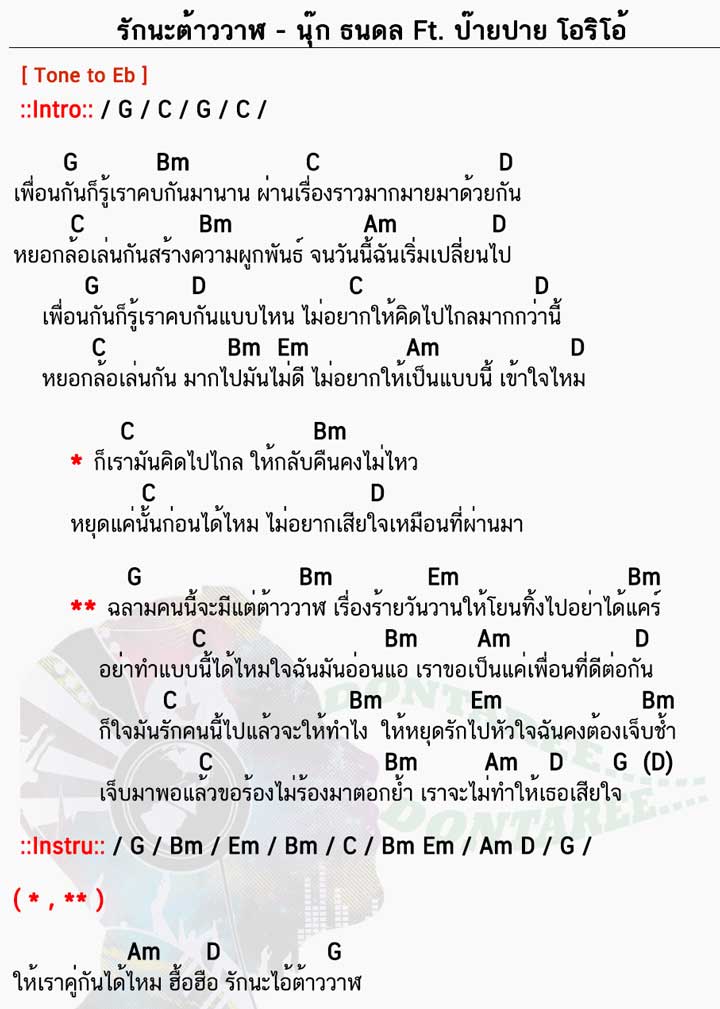 คอร์ดเพลง รักนะต้าววาฬ