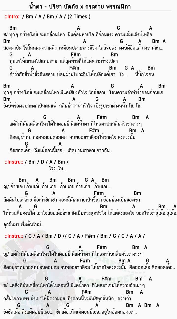 คอร์ดเพลง น้ำตา