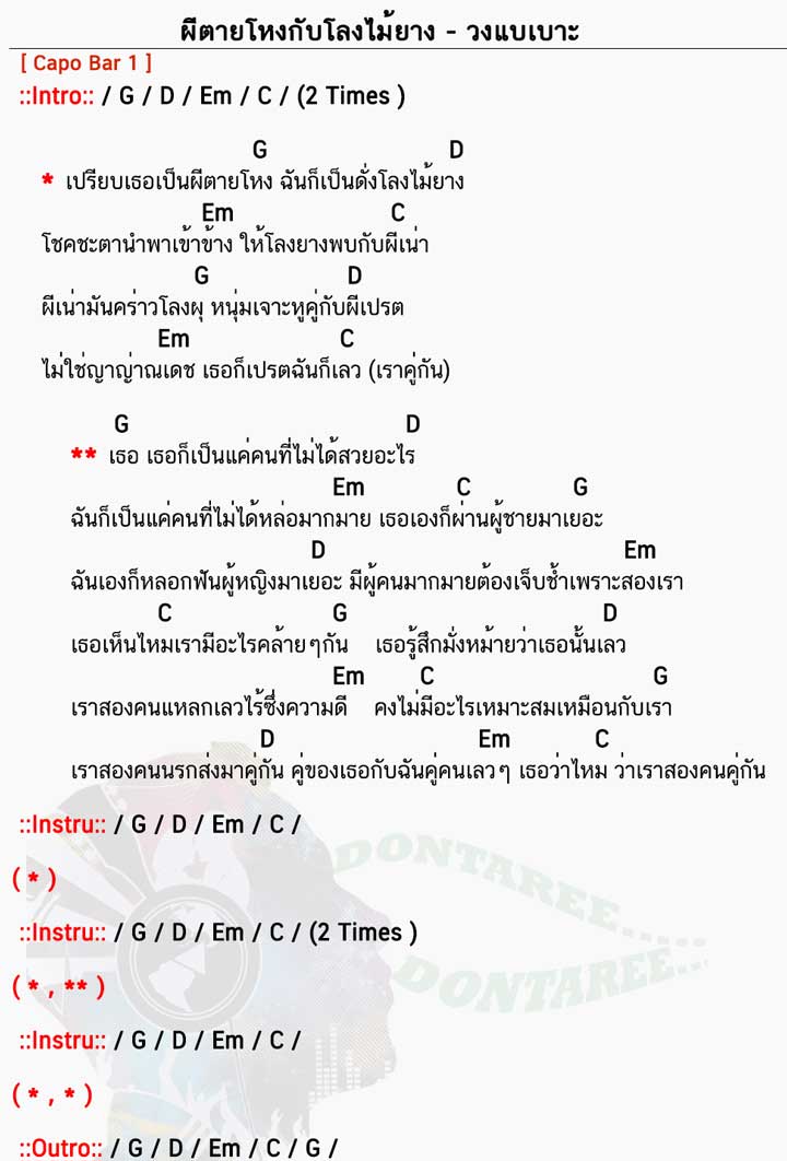 คอร์ดเพลง ผีตายโหงกับโลงไม้ยาง