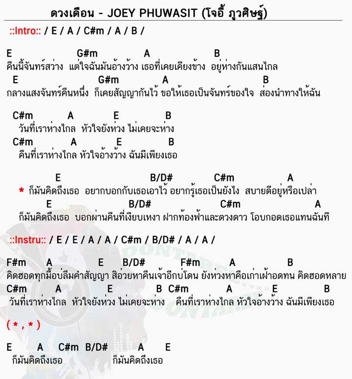 คอร์ดเพลง ดวงเดือน