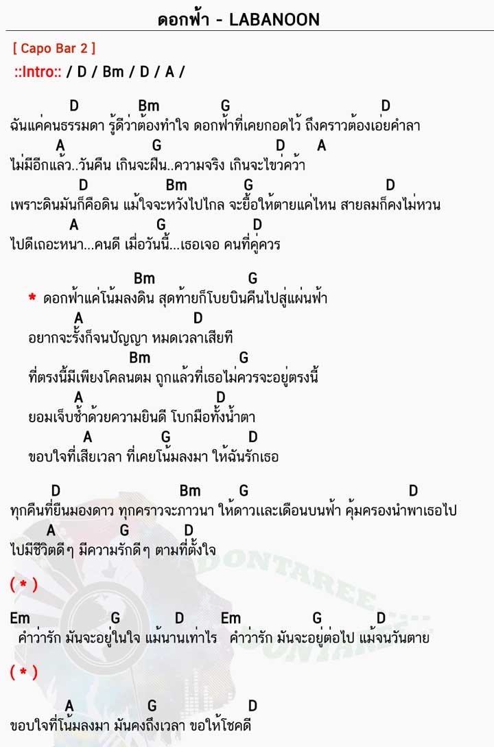 คอร์ดเพลง ดอกฟ้า