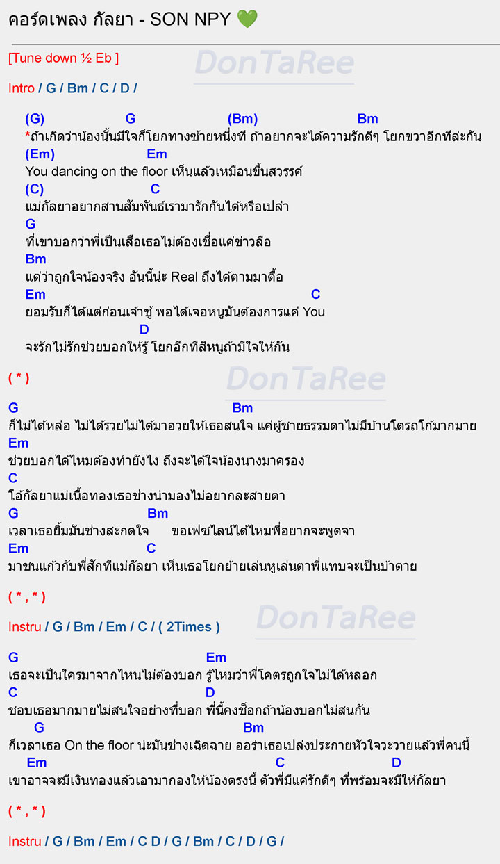 คอร์ดเพลง กัลยา คอร์ด