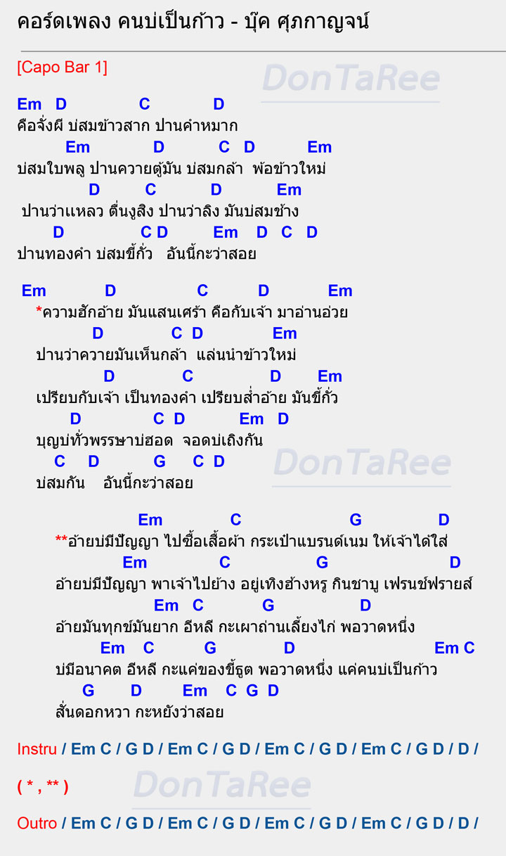 คอร์ดเพลง คนบ่เป็นก้าว คอร์ด