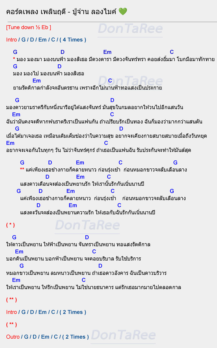 คอร์ดเพลง เพลินฤดี คอร์ด